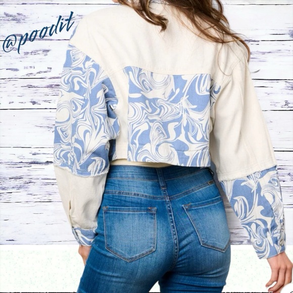 Super cute color block jean jacket S M L - Picture 2 of 7